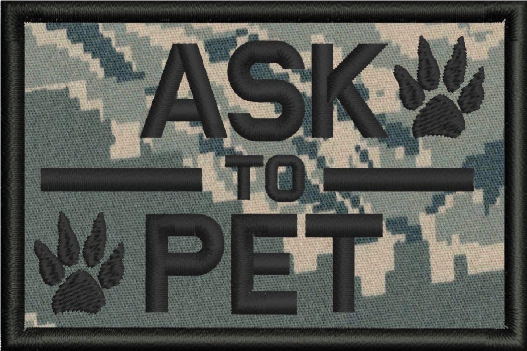 ASK TO PET 2"x3" Embroidered Patch with Border! OVER 50 Fabrics to choose! SAME DAY SHIP! MADE IN THE USA! Sew On or Hook Fastener. Tiger Stripe Fabric 2" Tall x 3" Wide with Hook Fastener.