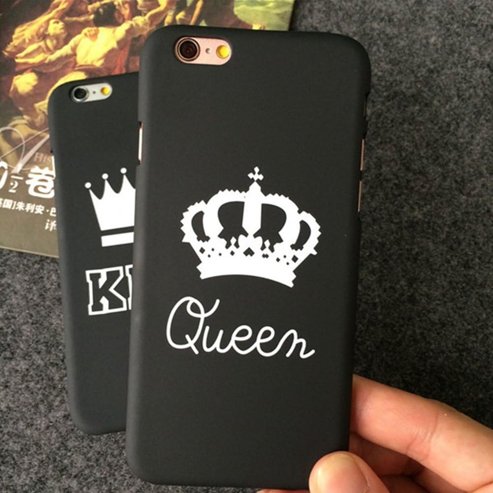 DEHAIW QUEEN & KING Printed Lovers Couple Hard Back Case Cover For iPhone 5/5S SE/6/6S/6 Plus/6S Plus/7/7Plus/8/8Plus/X