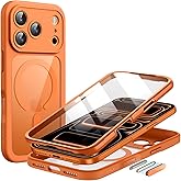 JETech Case for iPhone 17 Pro Max 6.9-Inch with Built-in Tempered Glass Screen Protector and Camera Control Button, Compatible with MagSafe, 360 Degree Full Body Cover (Orange)