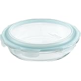 LOCK &amp; LOCK LocknLock Purely Better Glass Round Pie Baking Dish/Food Storage Container with Lid, 9.5 Inch, Clear