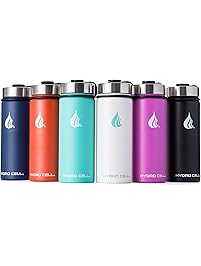 HYDRO CELL Stainless Steel Water Bottle Straw & Wide Mouth Lids (40oz, 32oz, 22oz, 18oz) - Keeps Liquids Perfectly Hot Cold Double Wall Vacuum Insulated Sweat Proof Sport Design