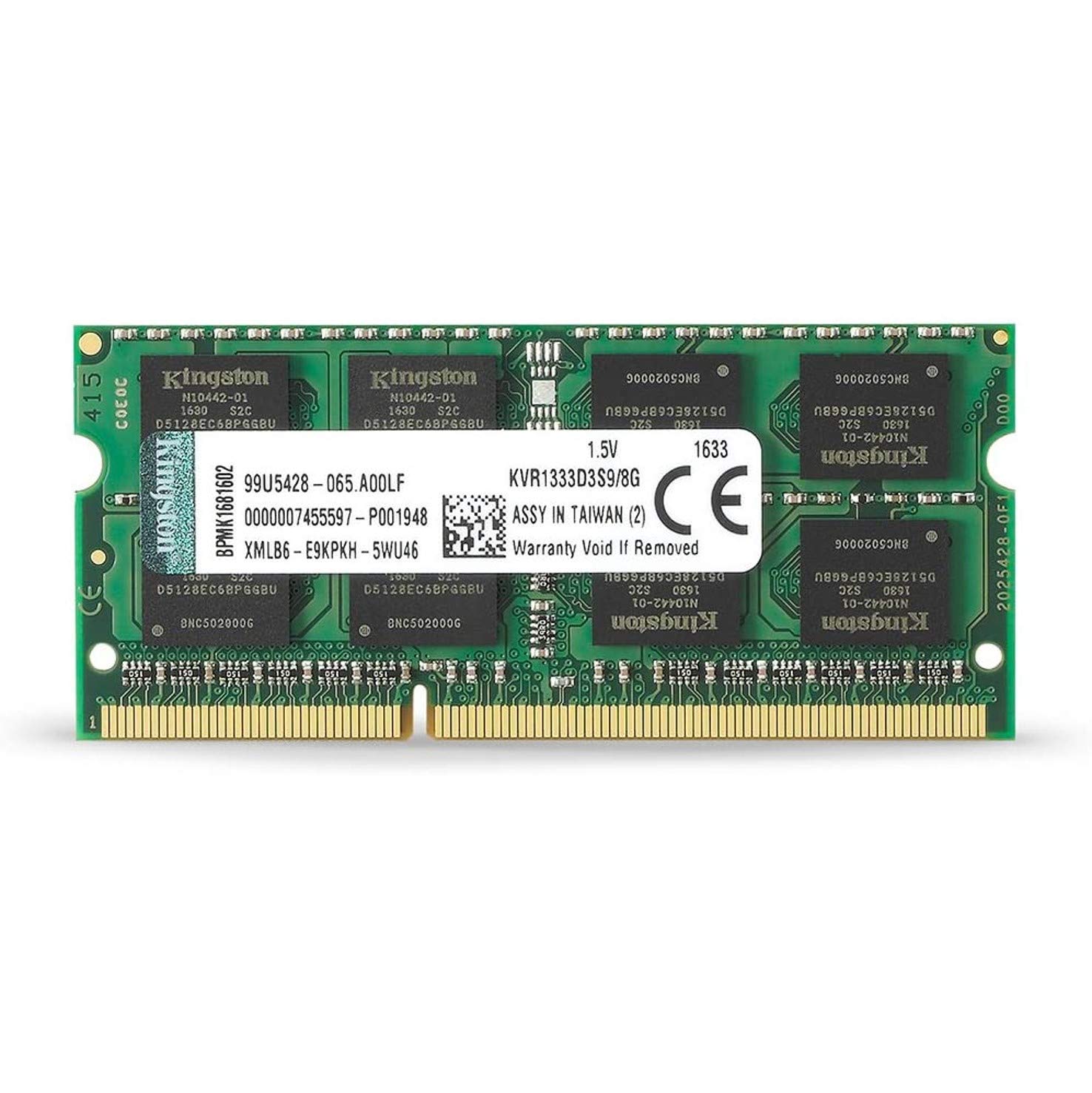 Kingston Technology KVR1333D3S9/8G RAM 8 GB 1333 MHz DDR3 Non-ECC CL9 SODIMM, 204-Pin, 1.5 V, Black