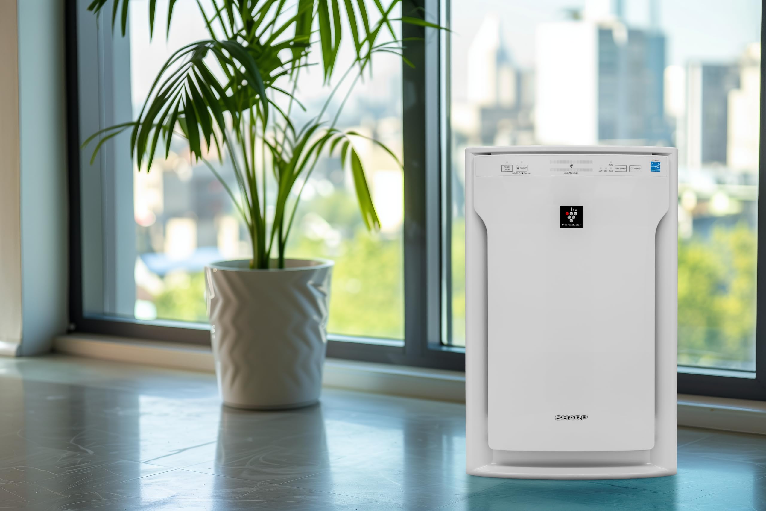 SHARP Air Purifier with Plasmacluster Ion Technology and Triple Filtration, including True HEPA Filter. Covers up to 2,198 sq. ft. for Large Rooms, for Dust, Smoke, and Pollen. FPA80UW