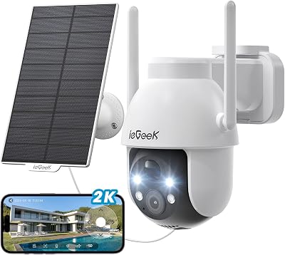 ieGeek 2K Solar Security Camera Outdoor Wireless 360° Pan WiFi CCTV