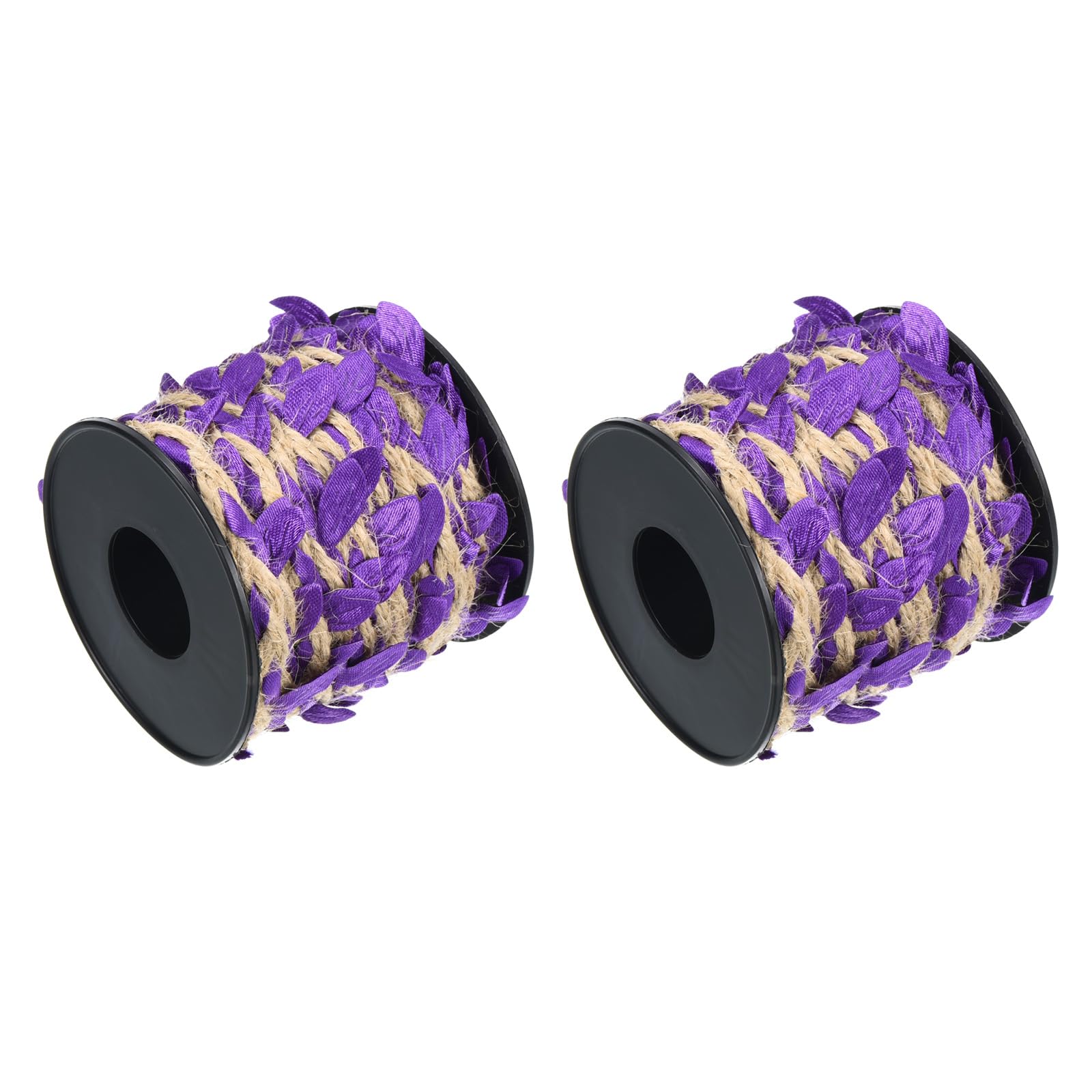 M METERXITY 2 Roll Burlap Leaf Ribbon - Artificial Vine Jute Rope for Decorating and Packing, Apply to Garden/Flower Shop/Wedding (33ft, 5mm, Purple)