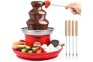 Chocolate Fountain, 3-Tier Mini Chocolate Fountain Machine with 4PCS Forks and Removal Serving Tray, Stainless Steel Electric