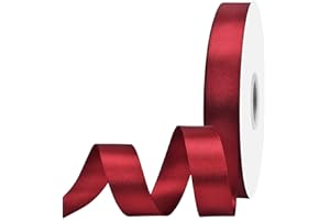 Maclemon 7/8 inch Wide 100 Yards Double Face Wine Red Satin Ribbon Fabric Ribbon for Gift Wrapping Very Suitable for Weddings Decoration Bouquet Balloons Arts Craft Sewing Hair Bow Invitation