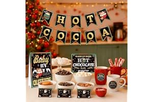 WALENGIF Hot Cocoa Sign - Hot Chocolate Bar Supplies Sign - Hot Cocoa Bar Kit Supplies Hot Chocolate Bar Decorations Banner G