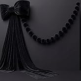 Suncalla 9 ft Extra Large Wedding Velvet Ball Garland Christmas Ornament 2.8 Inch Beads Xmas Hanging Ball Garland Decor for Wedding Backdrop Party Indoor Outdoor(Black)