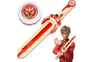 INFINITY NADO Mini Nado Sword for Beginners, Spinning Top and Sword Launcher Battle Set Toys for Kids, Battle Brust Top Toys for 5 6 7 8 9 Year Old Boys, Red