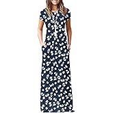 AUSELILY Women's Classic Short Sleeve Loose Plain Casual Long Maxi Dresses for Women 2026