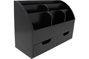 Executive Office Solutions Vintage Rustic Wooden Office Desk Organizer & Mail Rack for Desktop, Tabletop, or Counter - Distressed Torched Wood-Store Supplies, Desk Accessories, Mail – Black (WO3)