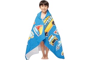 Gealaek Hooded Towel for Toddlers 2-10 Years Boys Girls Kids Bath Pool Beach Towel Wrap Soft Absorbent Beach Poncho（Cars）