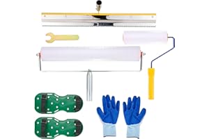 Self Leveling Tools,Feidyns Self-Levelling Cement Tool Kit, Stainless Steel Scraper Self-Leveling Rake with Spike Shoes for Epoxy Flooring, Spike Roller for Remove Bubbles (Home Mode)