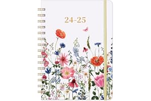 PLANRAGE Planner 2024-2025 - 2024-2025 Planner/Calendar, Jul 2024 - Jun 2025, 2024-2025 Planner Weekly and Monthly with Tabs, 6.3" x 8.4", Hardcover with Back Pocket + Thick Paper + Twin-Wire Binding - Flowers