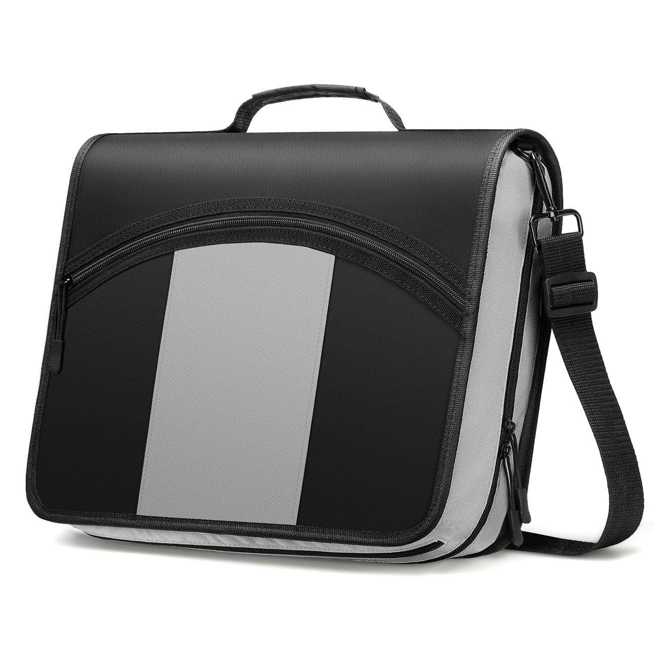 Photo 1 of MoKo Zipper Binder, 3-Inch 3 Rings Binder with Zipper, 600 Sheet Capacity Multi-Pocket School Bag Organizer, Handle and Shoulder Strap Included, Black & Gray