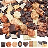 SOFPLATE 100Pcs 3 Styles Chocolate Resin Charms Flatback Cabochon Charms Flat Back Assorted Colorful Cookie Candy Kawaii Embellishments Accessories for Jewelry Nail Hair Clips Phone Cases DIY Crafts