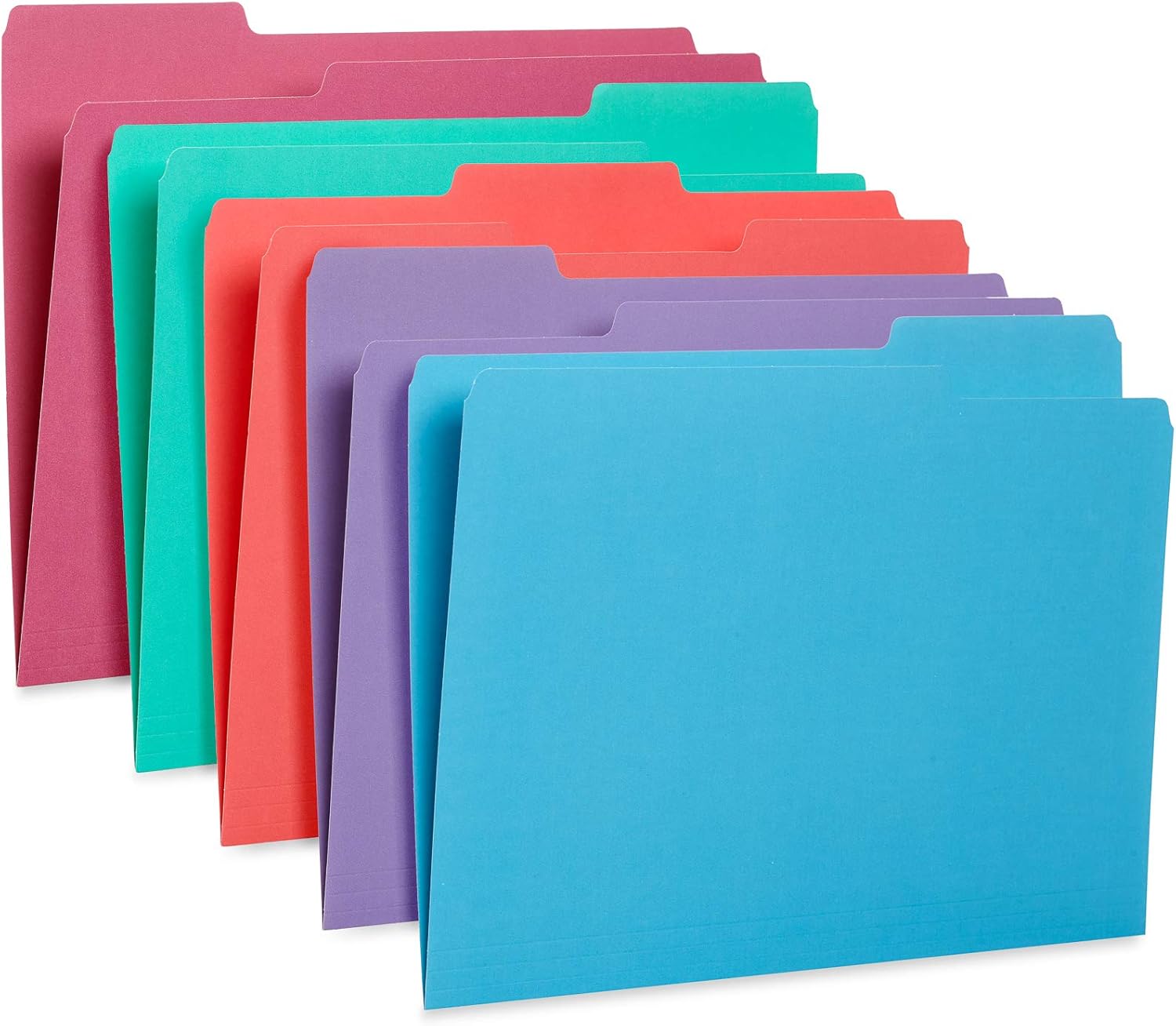 Blue Summit Supplies Gem Tone File Folders, 1/3 Cut Tab, Letter Size, Assorted Colors, Great for Organizing and Easy File Storage, 100 Per Box : Office Products