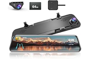 JOMISE 4K 12" Rear View Mirror Camera, Mirror Dash Cam Front and Rear, 2160P Full HD Rearview Mirror, Waterproof Backup WDR C