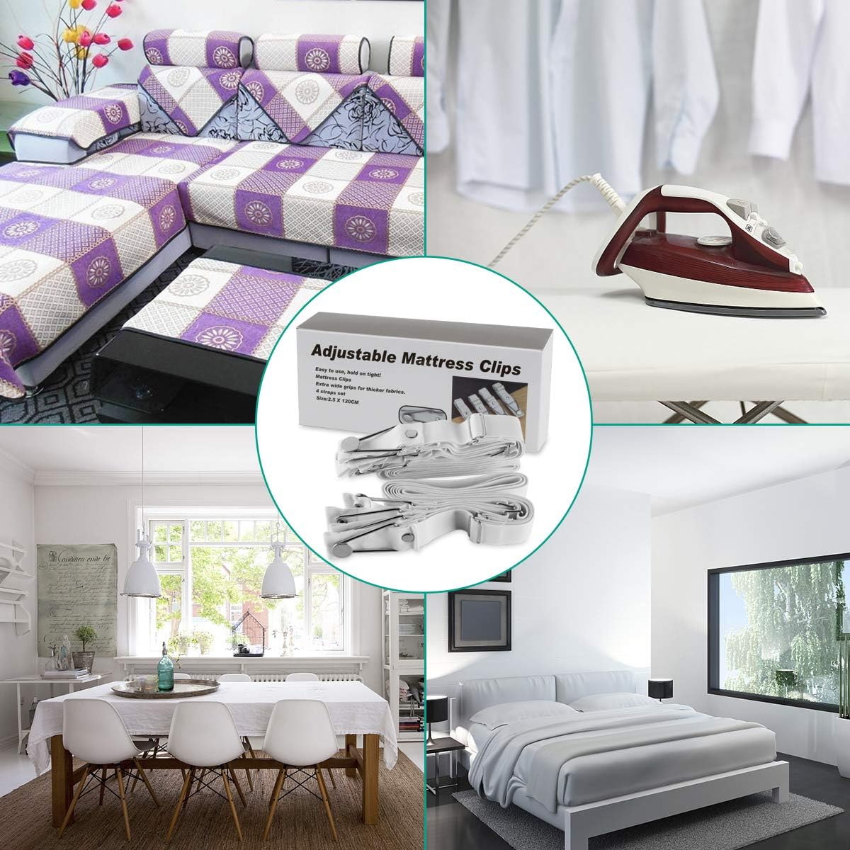 Bed Sheet Holder Straps- Adjustable Fitted Sheet Clips Bed Sheet Fastener Suspenders Elastic Gripper Holder Used for Bed Sheets,Mattress Covers, Sofa Cushion(Set of 4): Home & Kitchen