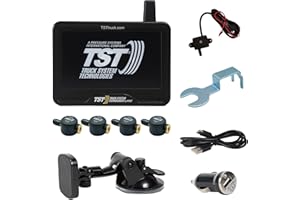 TST TRUCK SYSTEM TECHNOLOGIES TST 770 Series - Tire Pressure Monitoring System (TPMS) with 4 Flow Thru Sensors and Touchscreen Color Display by Truck System Technologies, TPMS for RVs, Campers and Trailers