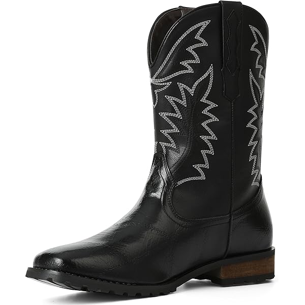 Amazon.com | femflame Cowboy Boots For Men Square Toe Leather