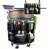 Trash Can Caddy Bag for 32-55 Gallon Garbage Bin, Hongmed Caddy for Commercial Cleaning Supplies, Multi-Pocket Utility Apron with Adjustable Straps, Heavy-Duty Nylon Organizer for Janitorial Duties