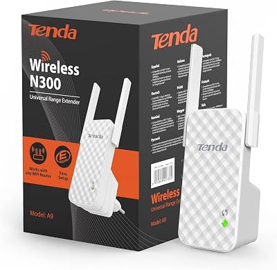 Tenda A9 N300 Universal WLAN Amplifier Repeater Two Antennas 300 Mbps White