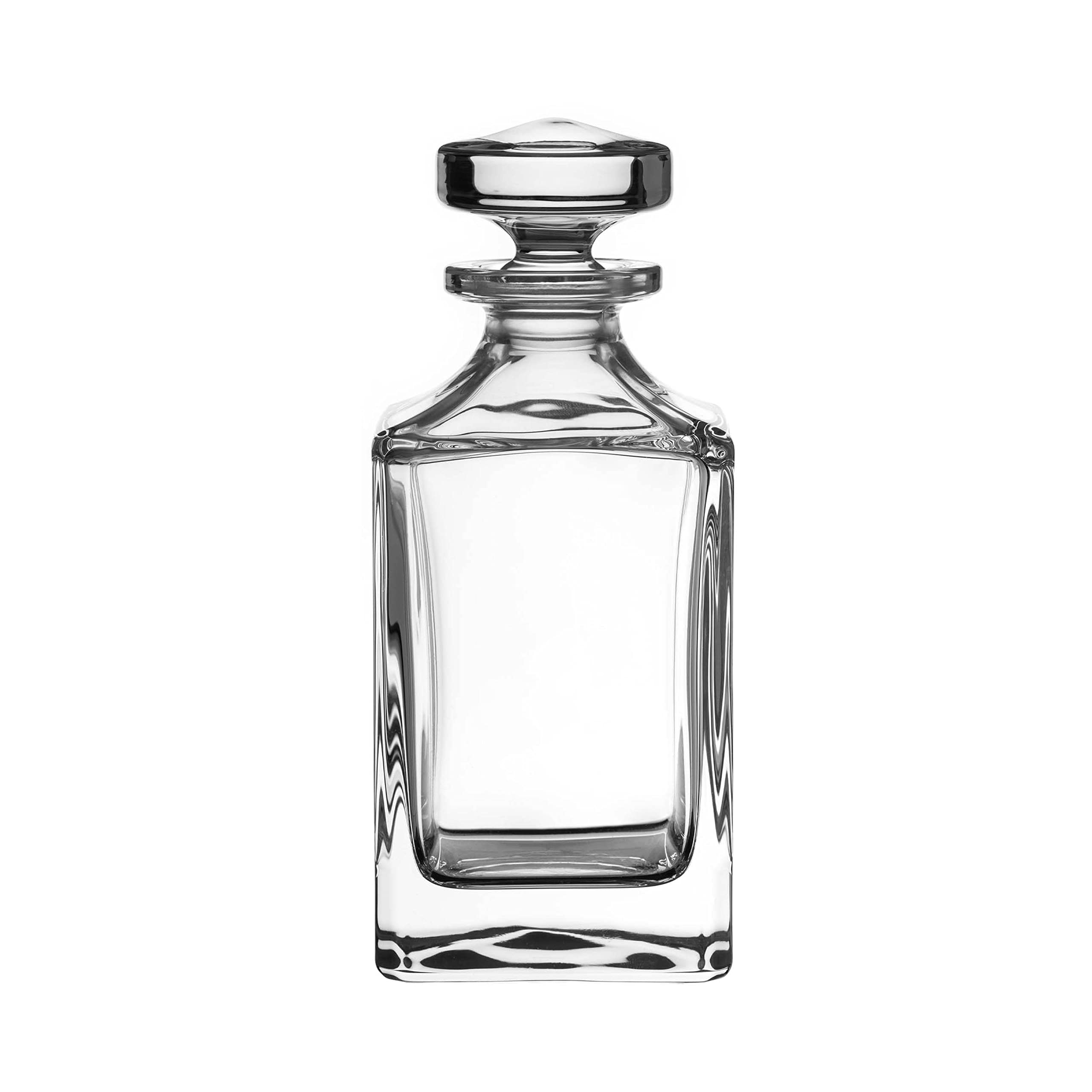DIAMANTE Whisky Decanter | Crystal Decanter 800ml | Plain Square Shaped