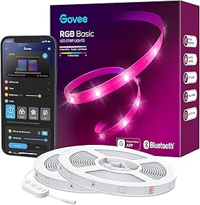 Govee RGB LED Strip Lights, 65.6ft Bluetooth LED Lights with App Control, Bright 5050 LEDs, 64 Scenes and Music Sync Lights for Bedroom, Room, Kitchen, Party, ETL Listed Adapter, 2 Rolls of 32.8ft