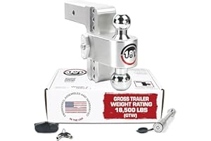 Weigh Safe Adjustable Trailer Hitch Ball Mount, 6" Adjustable Drop Hitch for 2.5" Receiver w/ 2 pc Keyed Alike Lock Set, Heavy Duty Aluminum Trailer Tow Hitch w/ Chrome Plated Tow Balls, 18,500 GTW