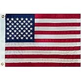 GUYSHEER American Flag 12X18 Inches,USA Embroidered Star Stripe | 4-Ply Stitching Reinforcement | Two Brass Grommets Heavy Duty Nylon Samll US Whips Flags For Boat Marine Car Oustside Utv Atv