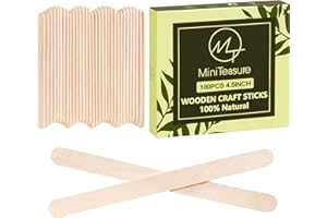 MINITEASURE 4.5 Inch Popsicle Stick, Craft Sticks, Wax Sticks, Popsicle Stick Crafts for Kids, Wood Sticks, Wooden Sticks for Crafts, Sticks for Crafting, Ice Cream Sticks, Wood Craft Sticks 100PCS