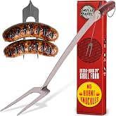 Grill Fork 24-inch Super Long for Grilling Barbecue Griddle and Fire Pit Extra Strong Curved Neck Premium Hardwood Handle Large Stainless Steel Tines for BBQ Outdoor Kitchen and Grilled Food