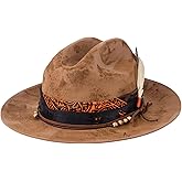RUEDIGER Vintage Short Brim Fedora Hats 100% Wool Firm Felt Hat Panama Gambler Hat with Lightning Logo Handmade Distressed