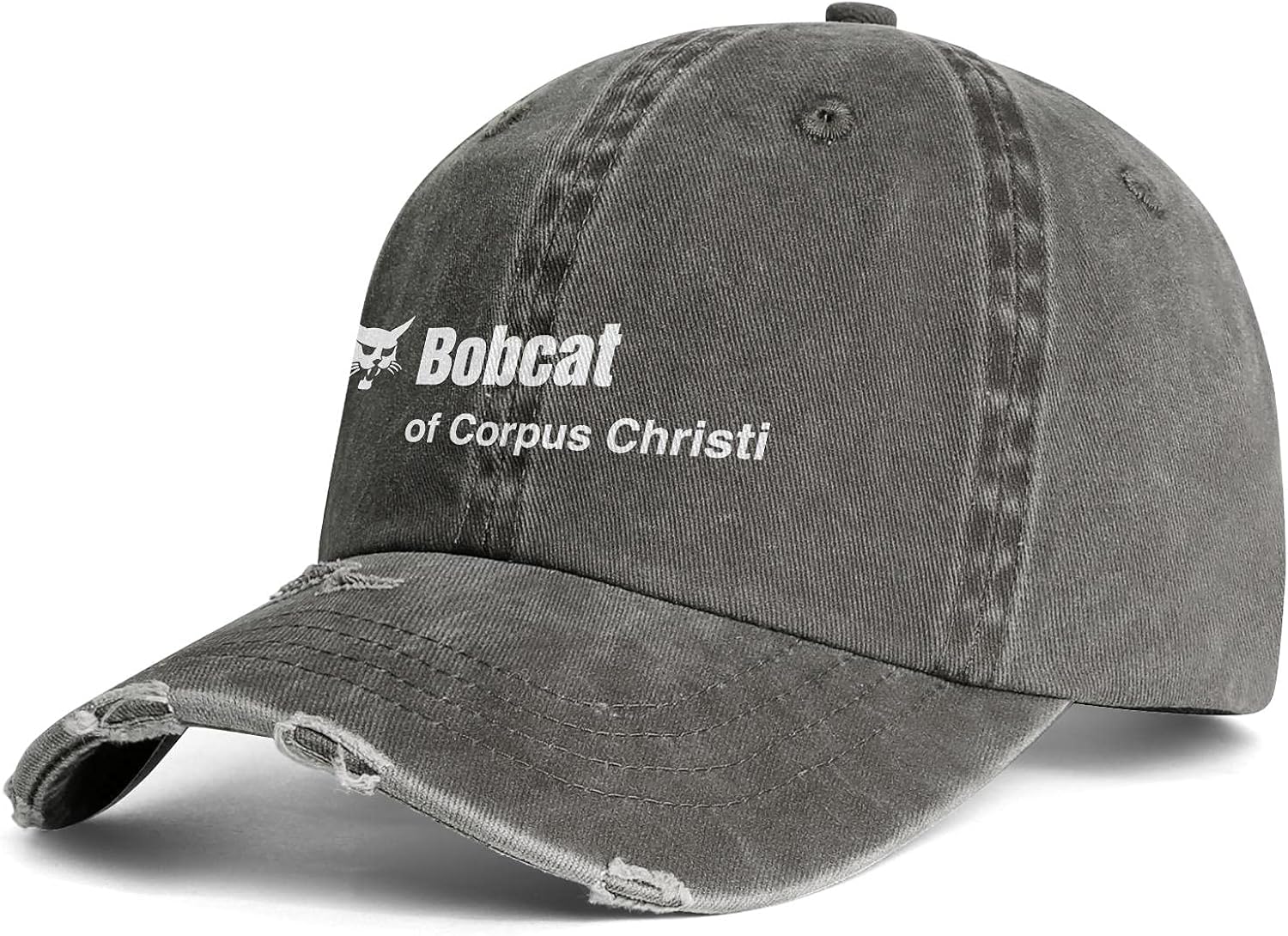 Washed Denim Cap BobcatEquipmentinTexasWhiteLogo Baseball Hat