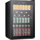 COWSAR Beverage Refrigerator 145 Can Wine Cooler Freestanding Mini Fridge Small with Digital Temperature Control, Glass Door, and Child Lock, Quiet Drink Refrigerator for Home, Bar&ndash; 4.5 Cu. Ft.