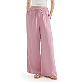 FLYSHEWIN Women Wide Leg Linen Pants Casual Lounge High Waist Loose Palazzo Pants with Pockets