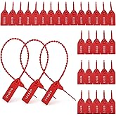 Yarlung 200 Pcs Plastic Tamper Seals, Numbered Zip Ties for Fire Extinguishers Pull Tite Security Tags, 250mm Self Locking Tie Disposable Anti-Theft Tamper Tag, Red