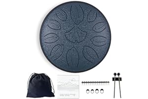 TUOKING Steel Tongue Drum 6 Inch 11 Notes C Key Rain Drum for Adults and Beginners, Handpan Drum Sound Healing Musical Instrument Gift for Meditation, Yoga, Music Lovers(Navy Blue)