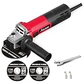 AVID POWER Angle Grinder Tool 750W 6.5 Amp 4-1/2" 11,500 RPM Metal Grinder | 2 Metal Grinding Wheels, Carbon Brushes, Handle for Cutting, Grinding, Polishing, Rust Removal - Red