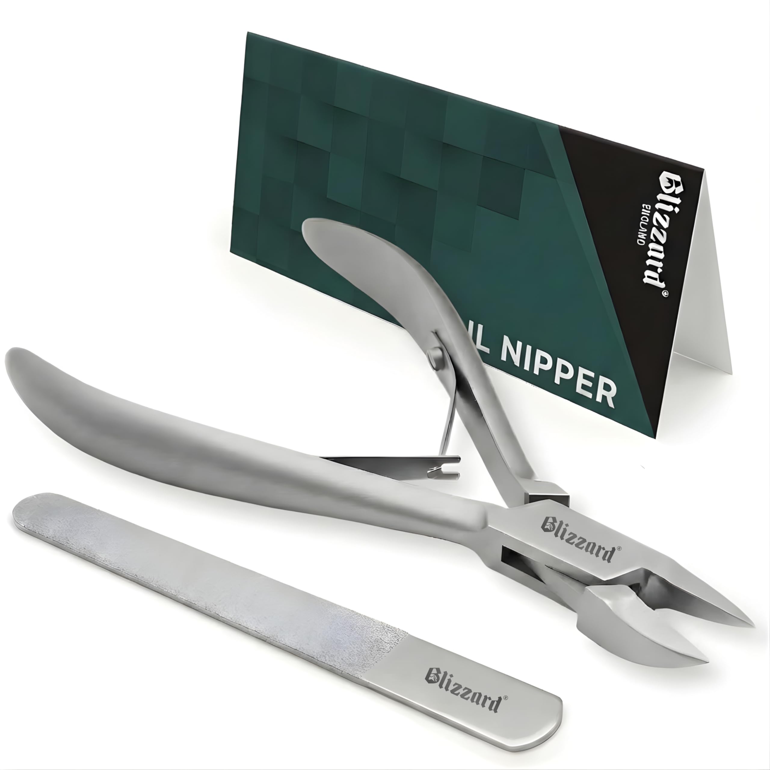Blizzard Professional Ingrown Toenail Clippers – Ingrown Nail Nippers – Podiatry Grade Stainless Steel Toenail Clippers for Seniors & Mens Grooming – Includes Metal File – 13cm Concave Head