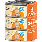 Godyoy Jumbo Square Refill Fits Diaper Genie Classic, Compact, Select Pails | 3 Pack Holds Up to 2430 Newborn Diapers, 7-Layer Odor Control &amp; Durable,Unscented Disposal Bag Refills with Continuous Film
