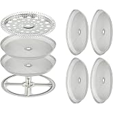 8 Pieces French Press Replacement Parts Stainless Steel Set, 6 Pieces 3.6in Universal French Press Screen, Containing Spiral Disk and Cross Disk for 34oz/3.6 Inch Wide French Press Coffee Press