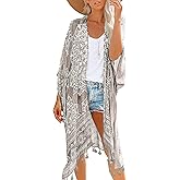 Breezy Lane Women's Kimono Cardigan Summer Swimsuit Coverups Beach Cover Up with Floral Print for Vacation