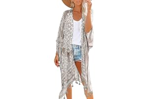 Breezy Lane Women's Kimono Cardigan Summer Swimsuit Coverups Beach Cover Up with Floral Print for Vacation