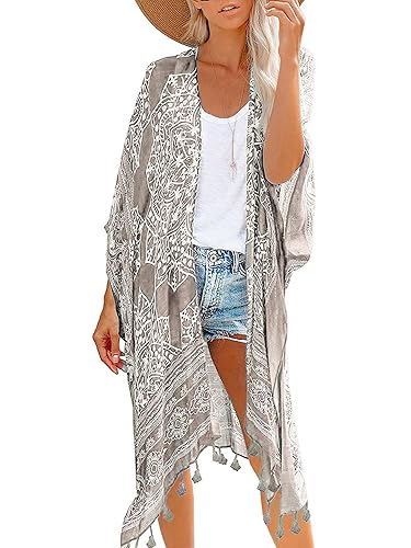 Women's Beach Cover Up Dress | Tassel Kimono Cardigan For Swimsuit & Bikini - Open Front Beachwear