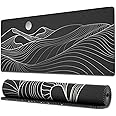 Ovenbird Large Gaming Mouse Pad with Stitched Edges, Minimalist Mountains Desk Mat, Extended XL Mousepad with Anti-Slip Base, Cute Desk Pad for Keyboard and Mouse, 31.5 x 11.8 in, Black and White
