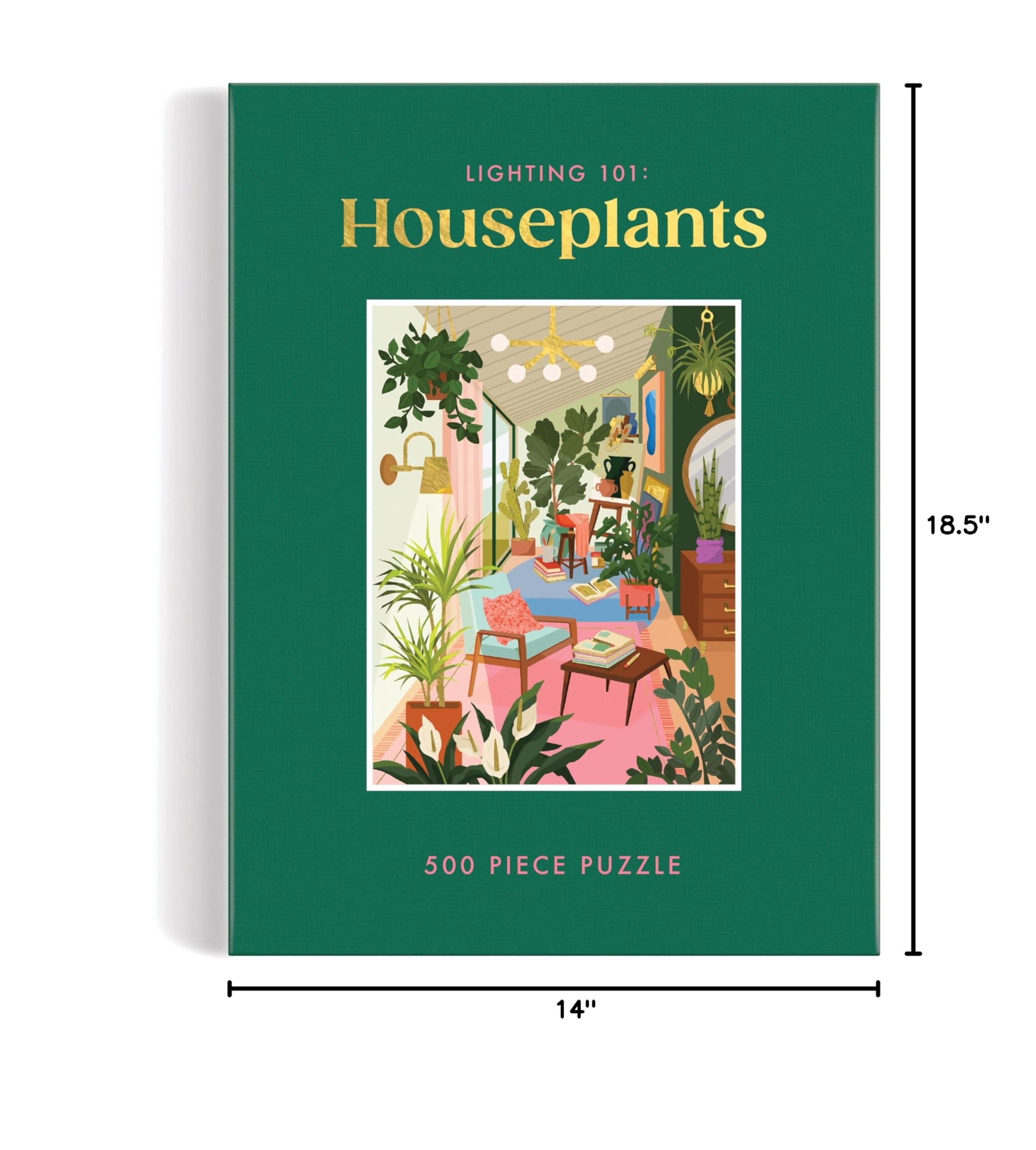 Galison Lighting 101: Houseplants – 500 Piece Book Puzzle with Beautiful Plant and Interior Design Artwork Packaged in Magnetic Keepsake Book Sized Box