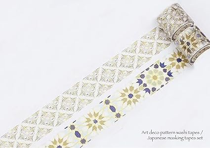 Amazon Com Art Deco Pattern With Gold Foil Washi Tape Set